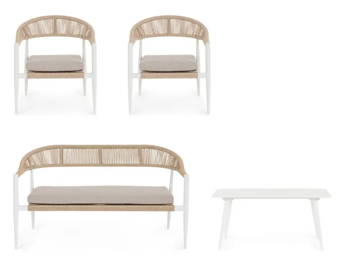Bizzotto Salotti Completi>SET4 SALOTTO C-C JANDIA BIANCO/BEIGE