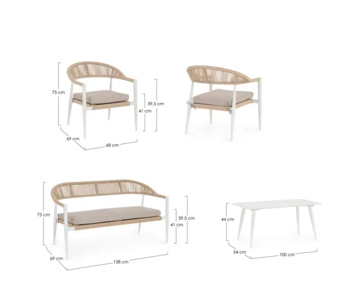 Bizzotto Salotti Completi>SET4 SALOTTO C-C JANDIA BIANCO/BEIGE