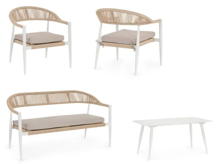 Bizzotto Salotti Completi>SET4 SALOTTO C-C JANDIA BIANCO/BEIGE