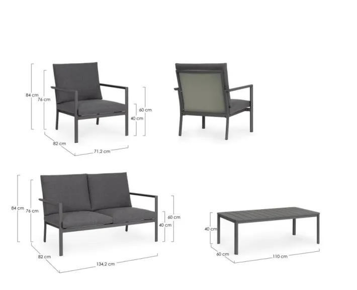Bizzotto Salotti Completi>SET4 SALOTTO C-C KONNOR ANTRACITE CX23