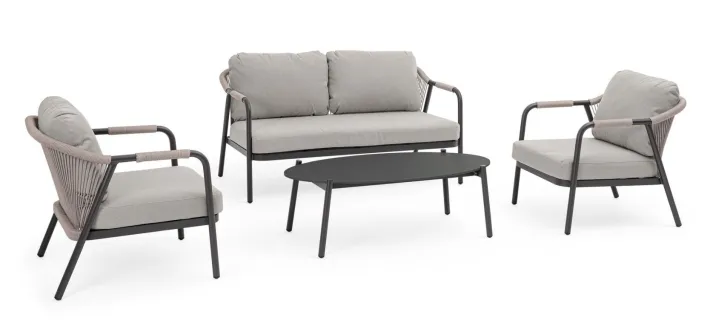 Bizzotto Salotti Completi>SET4 SALOTTO C-C MIRAVET ANTRACITE/KHAKI