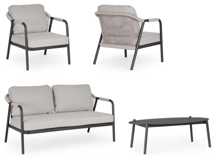 Bizzotto Salotti Completi>SET4 SALOTTO C-C MIRAVET ANTRACITE/KHAKI