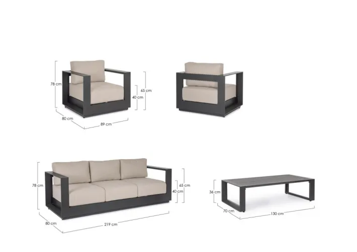 Bizzotto Salotti Completi>SET4 SALOTTO C-C MOSES ANTRACITE YK13