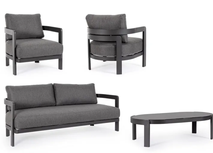 Bizzotto Salotti Completi>SET4 SALOTTO IN CORDA PER ESTERNO ANTRACITE WG21 - PRESLEY