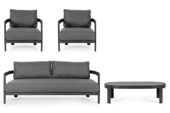 Bizzotto Salotti Completi>SET4 SALOTTO IN CORDA PER ESTERNO ANTRACITE WG21 - PRESLEY