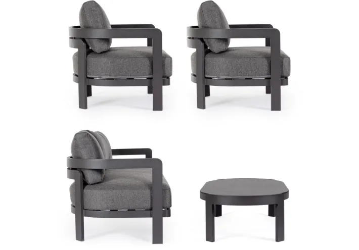 Bizzotto Salotti Completi>SET4 SALOTTO IN CORDA PER ESTERNO ANTRACITE WG21 - PRESLEY