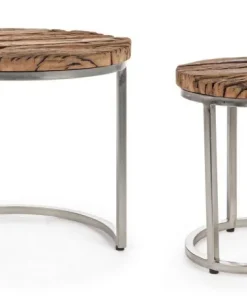 Bizzotto Tavolini>SET2 TAVOLINI ALTI IN LEGNO RICICLATO - RAFTER