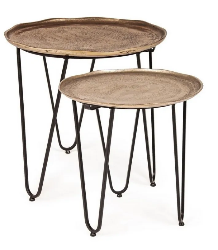 Bizzotto Tavolini>SET2 TAVOLINI IN ALLUMINIO X73 - AMIRA