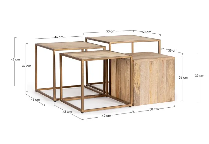 Bizzotto Tavolini>SET4 TAVOLINI IN LEGNO - JAIDEV