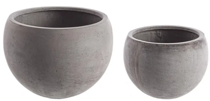 Bizzotto Vasi E Coprivasi>SET2 VASO CEMENT SFERA GRIGIO