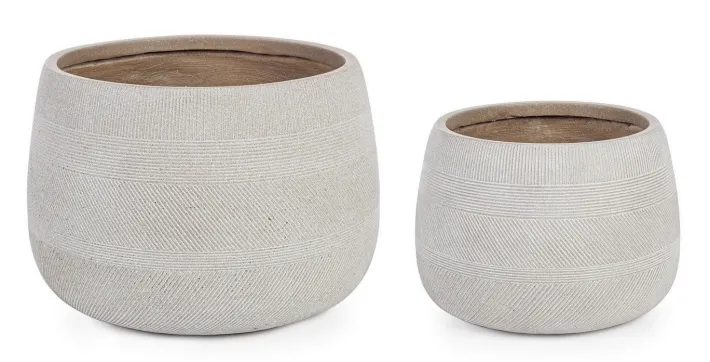 Bizzotto Vasi E Coprivasi>SET2 VASO RIGO BOMB BEIGE BASSO
