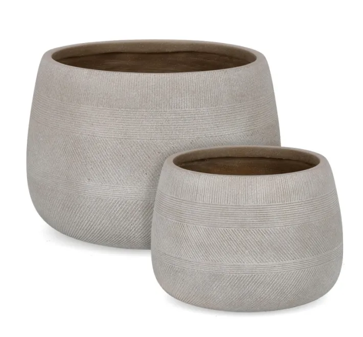 Bizzotto Vasi E Coprivasi>SET2 VASO RIGO BOMB BEIGE BASSO