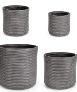 Bizzotto Vasi E Coprivasi>SET4 VASO TRESSAGE CIL ANTRACITE