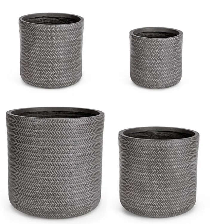 Bizzotto Vasi E Coprivasi>SET4 VASO TRESSAGE CIL ANTRACITE