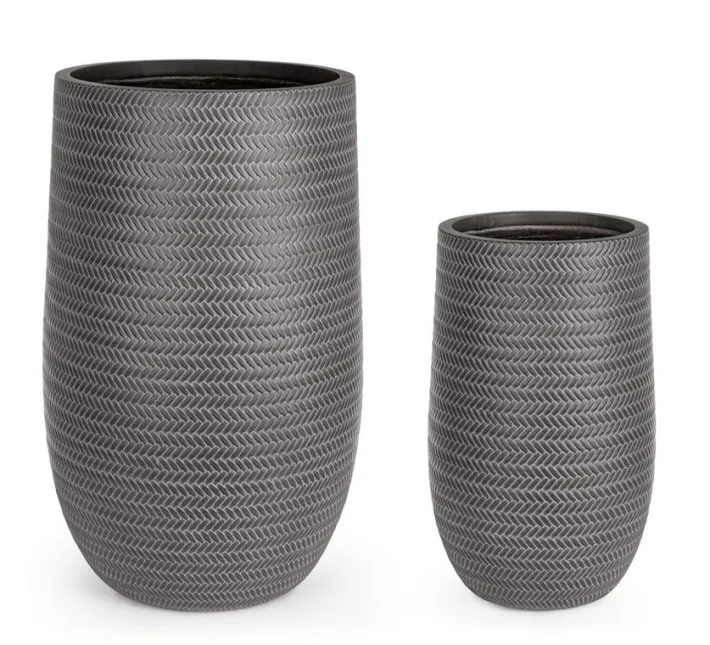 Bizzotto Vasi E Coprivasi>SET2 VASO TRESSAGE TO ALTO GRIGIO