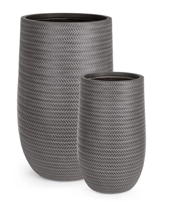Bizzotto Vasi E Coprivasi>SET2 VASO TRESSAGE TO ALTO GRIGIO