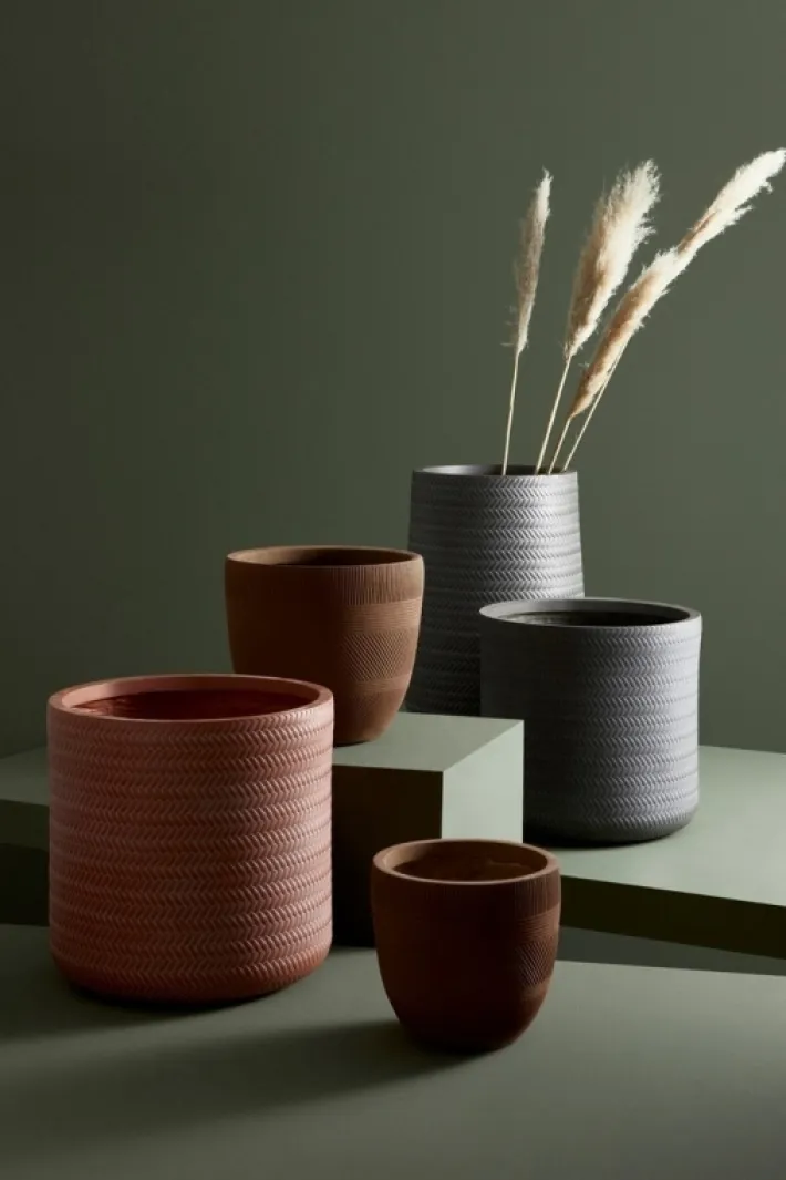 Bizzotto Vasi E Coprivasi>SET2 VASO TRESSAGE TO ALTO GRIGIO