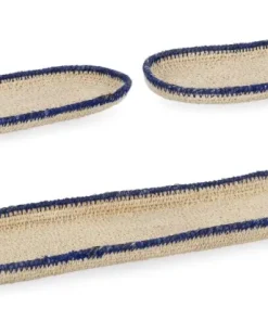 Bizzotto Ceste Decorative>SET3 VASSOIO DECORATIVO GIANG NATURA BLU