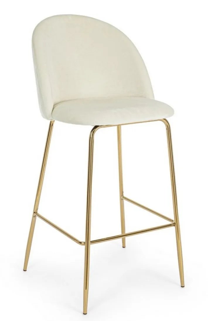 Bizzotto Sgabelli Bar>SGABELLO BAR IN VELLUTO BIANCO - CARRY