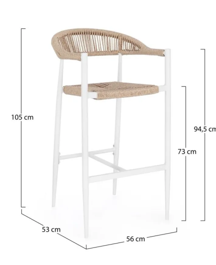Bizzotto Sgabelli>SGABELLO BAR JANDIA BIANCO/BEIGE