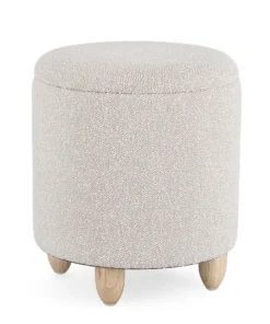 Bizzotto Pouf>SGABELLO CONTENITORE EFFETTO BOUCLE' GRIGIO CHIARO- ZENA