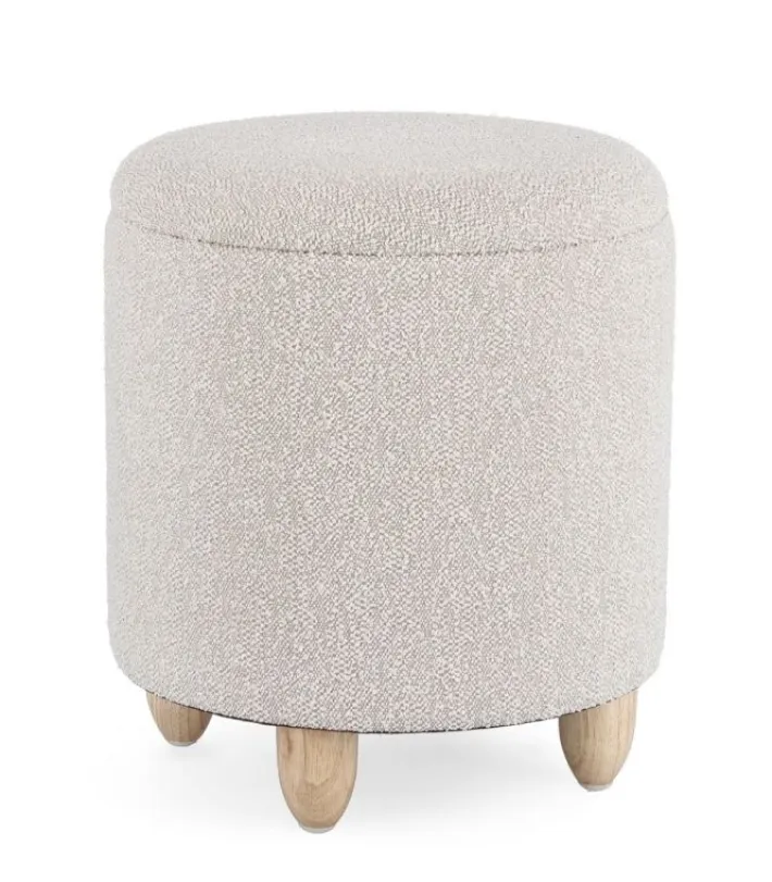 Bizzotto Pouf>SGABELLO CONTENITORE EFFETTO BOUCLE' GRIGIO CHIARO- ZENA