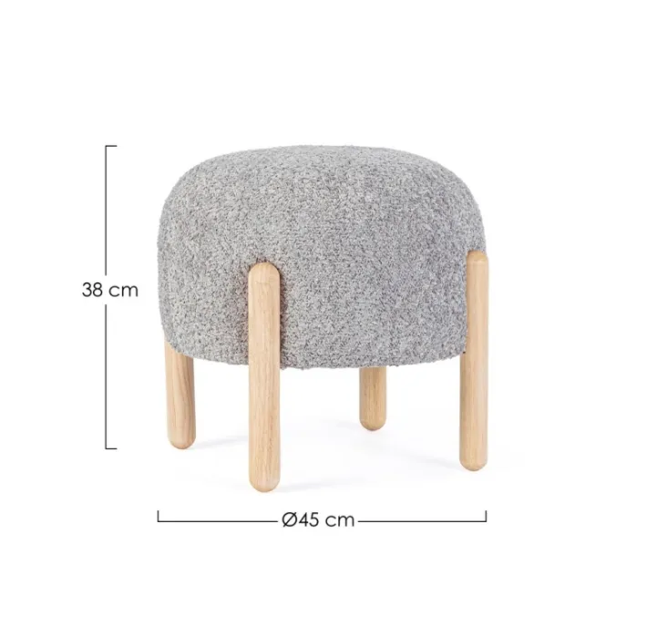 Bizzotto Sgabelli>SGABELLO EFFETTO BOUCLE' GRIGIO CHIARO - DAYLA