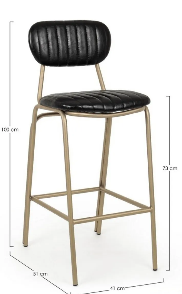 Bizzotto Sgabelli Bar>SGABELLO IN ECOPELLE NERO - ADDY