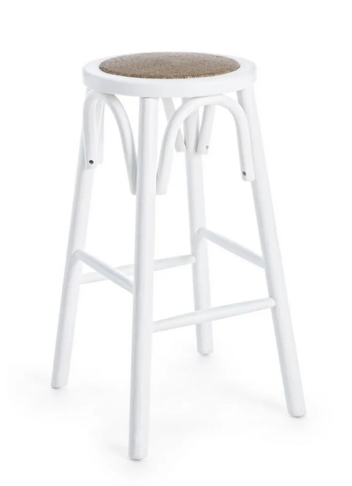 Bizzotto Sgabelli Bar>SGABELLO IN LEGNO BIANCO - CIRCLE