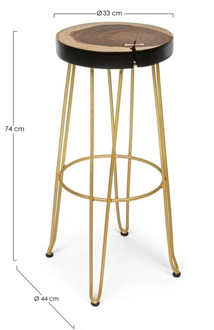 Bizzotto Sgabelli Bar>SGABELLO IN LEGNO COLOR ORO - RAKEL