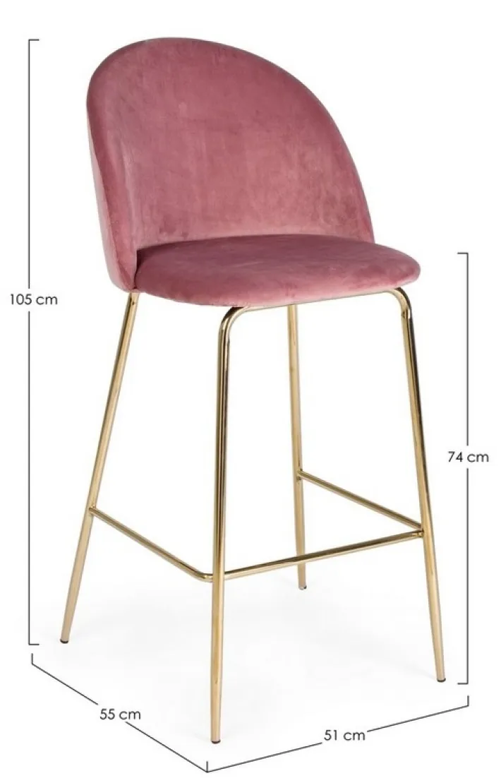 Bizzotto Sgabelli Bar>SGABELLO IN VELLUTO BLUSH - CARRY
