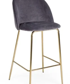 Bizzotto Sgabelli Bar>SGABELLO IN VELLUTO GRIGIO SCURO - CARRY