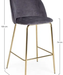 Bizzotto Sgabelli Bar>SGABELLO IN VELLUTO GRIGIO SCURO - CARRY