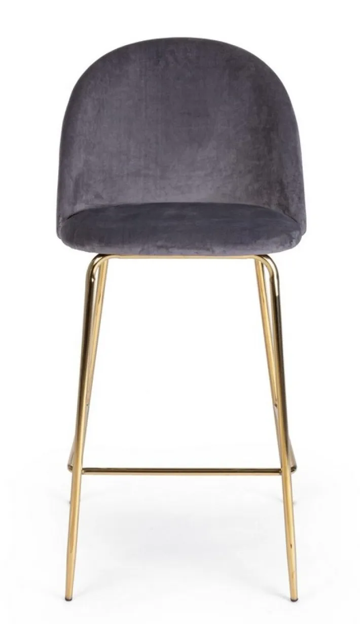 Bizzotto Sgabelli Bar>SGABELLO IN VELLUTO GRIGIO SCURO - CARRY