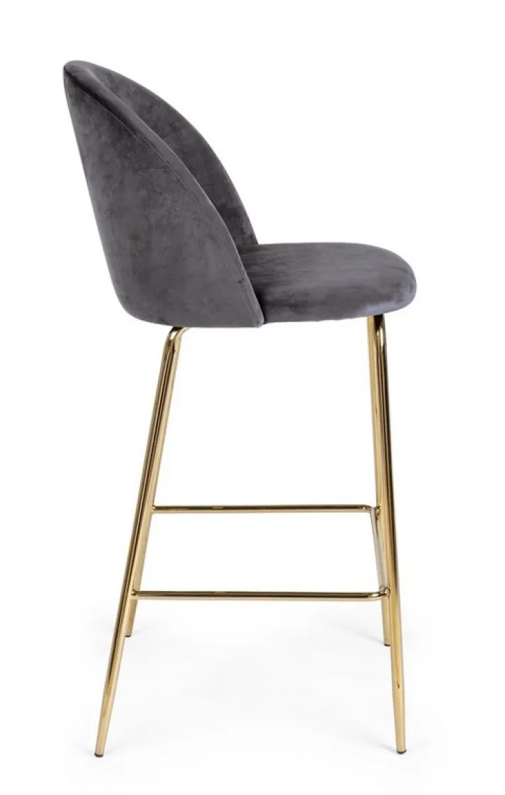 Bizzotto Sgabelli Bar>SGABELLO IN VELLUTO GRIGIO SCURO - CARRY