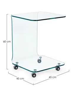 Bizzotto Tavolini>TAVOLINO CON RUOTE QUADRATO IN VETRO - IRIDE