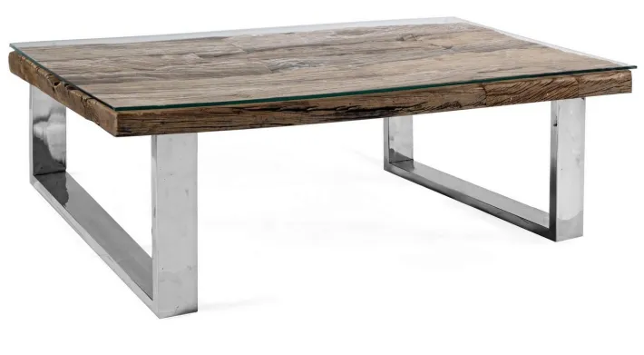 Bizzotto Tavolini>TAVOLINO IN LEGNO CON VETRO 100X100 - STANTON