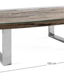 Bizzotto Tavolini>TAVOLINO IN LEGNO CON VETRO 100X100 - STANTON