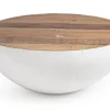 Bizzotto Tavolini>TAVOLINO IN LEGNO RICICLATO BIANCO D90 - LANCASTER
