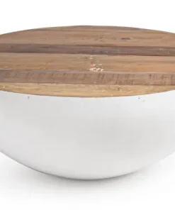 Bizzotto Tavolini>TAVOLINO IN LEGNO RICICLATO BIANCO D90 - LANCASTER
