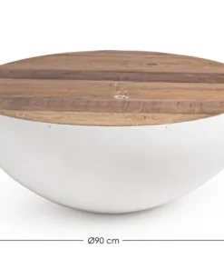 Bizzotto Tavolini>TAVOLINO IN LEGNO RICICLATO BIANCO D90 - LANCASTER