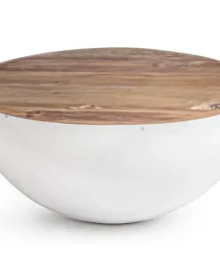 Bizzotto Tavolini>TAVOLINO IN LEGNO RICICLATO BIANCO D70 - LANCASTER