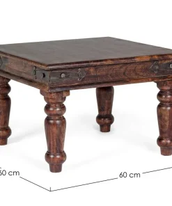 Bizzotto Tavolini>TAVOLINO IN LEGNO 60X60 - JAIPUR