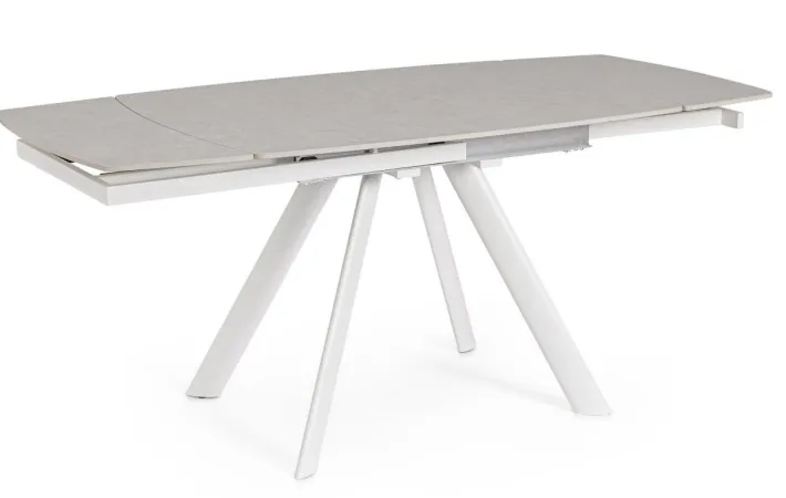 Bizzotto Tavoli>TAVOLO ALL.RAILI 119.5/180X85 BIANC/GR C