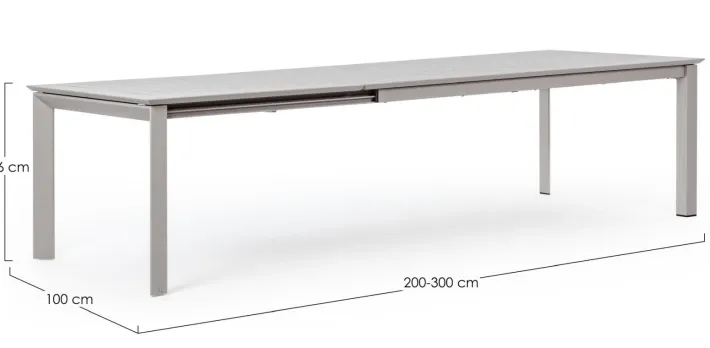 Bizzotto Tavoli>TAVOLO IN ALLUMINIO 200/300X110 - KONNOR RASTIN