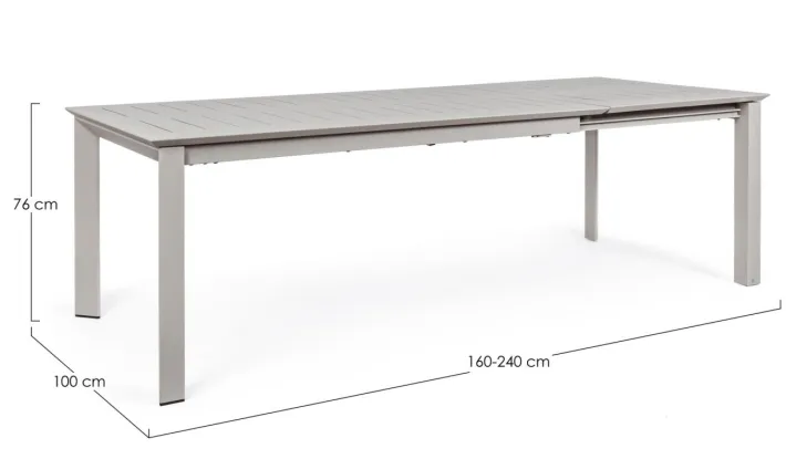 Bizzotto Tavoli>TAVOLO IN ALLUMINIO 160/240X100 - KONNOR RASTIN