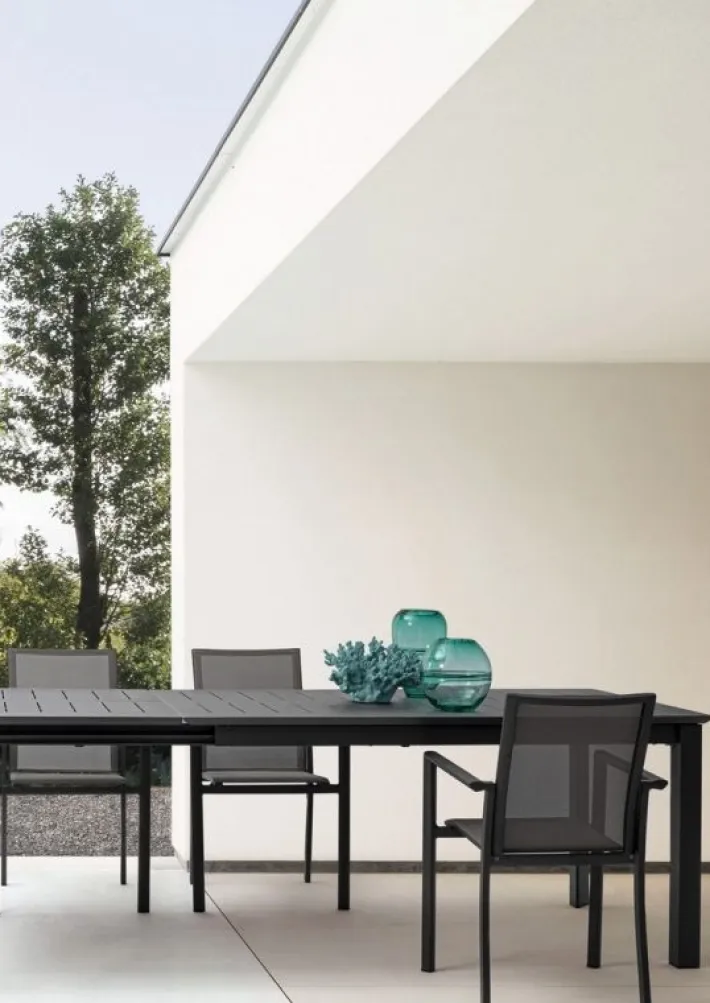 Bizzotto Tavoli>TAVOLO IN ALLUMINIO 160/240X100 ANTRACITE CX23 - KONNOR