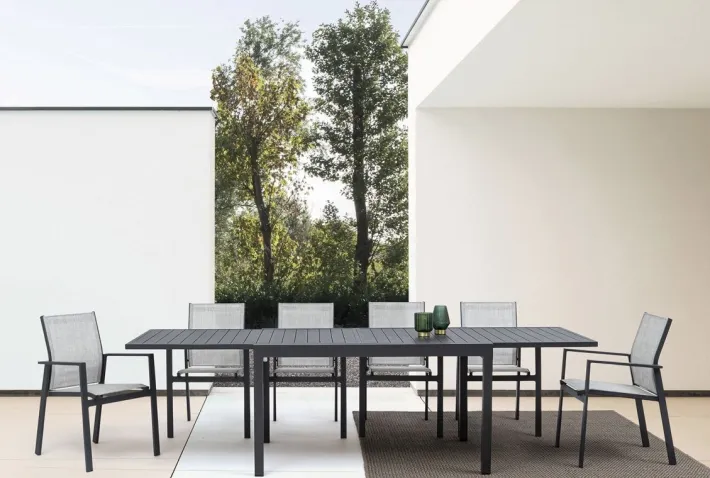 Bizzotto Tavoli>TAVOLO IN ALLUMINIO 135/270X90 ANTRACITE YK13 - PELAGIUS