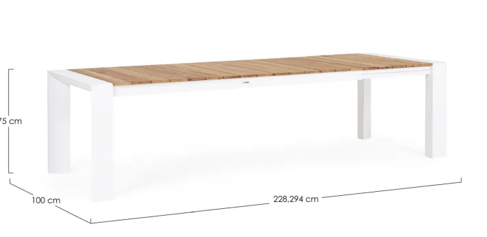 Bizzotto Tavoli>TAVOLO IN ALLUMINIO 228-294X100 BIANCO GK50 - CAMERON