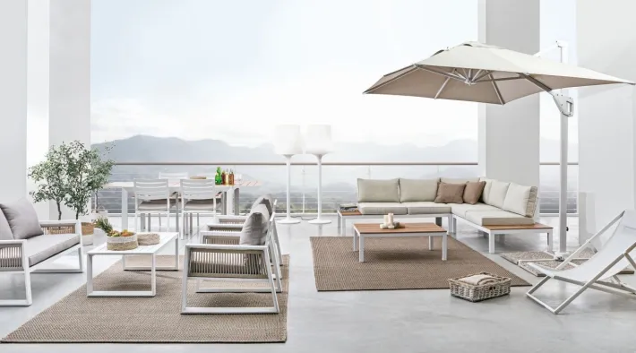 Bizzotto Tavoli>TAVOLO IN ALLUMINIO 160-240X100 BIANCO YK11 - BELMAR